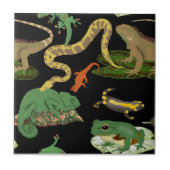 爬虫類、トカゲ類、両生類シームレスパターン タイル (正面)