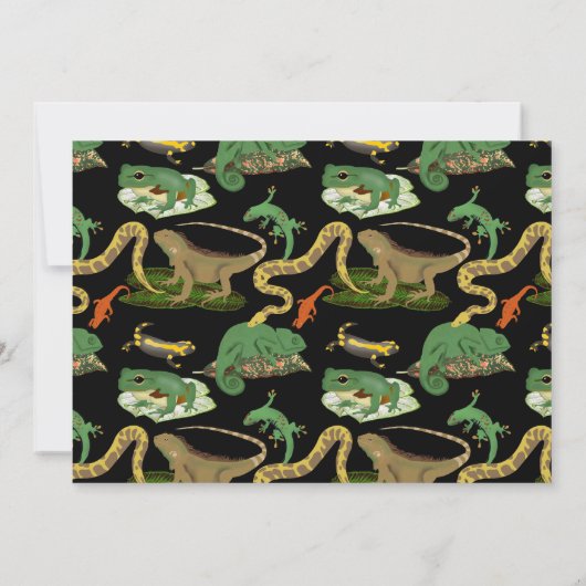 爬虫類、トカゲ&両生類キッズフォト誕生日 招待状 (裏面)