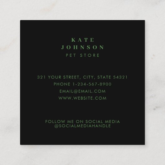 爬虫類・トカゲ・両生類ペット動物店 スクエア名刺 (裏面)