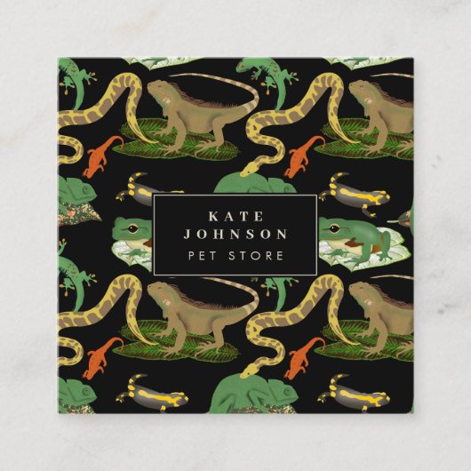 爬虫類・トカゲ・両生類ペット動物店 スクエア名刺 (正面)