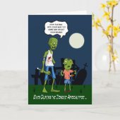 父おもしろいの日のためのゾンビパパと息子 カード (黄色い花)