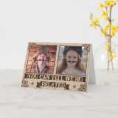 父おもしろいの日の口ひげカスタム家族の写真 カード (黄色い花)