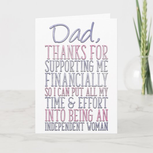 父おもしろいの日の娘から経済的負担 カード (正面)