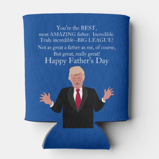 父おもしろいの日ギフトドナルド・トランプ素晴らし父 缶クーラー (裏面)