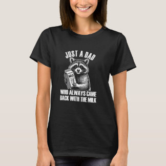 父おもしろいの日ラクーン乳おもしろい不蝶番 Tシャツ