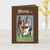 「父おもしろいの日」カードかわいいバセットハウンド付き カード (黄色い花)