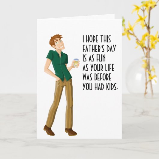 父おもしろいの日 |大人のユーモア カード (黄色い花)