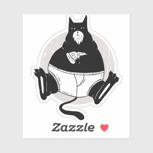 父おもしろい家達の日太った猫パパの食べピザ漫画 シール (シート)