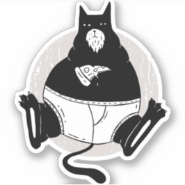 父おもしろい家達の日太った猫パパの食べピザ漫画 シール