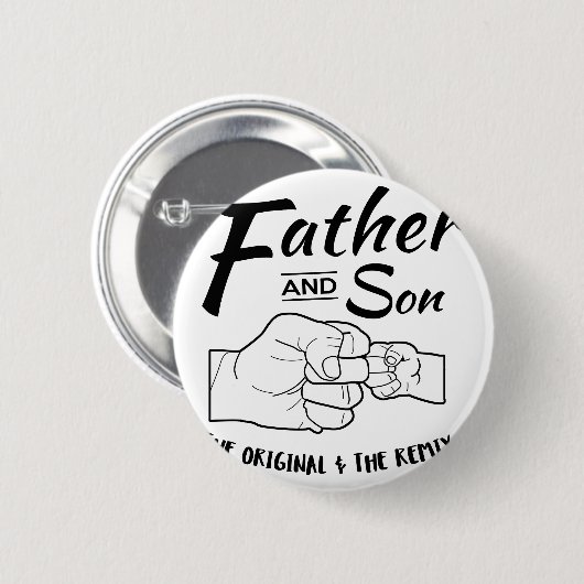 父および息子の握りこぶしの隆起 缶バッジ (正面&裏面)