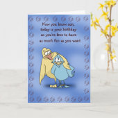 父および息子の鳥のバースデー・カード カード (黄色い花)