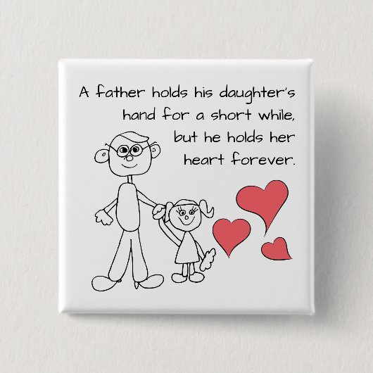 父が娘を手に持つ 缶バッジ (正面)