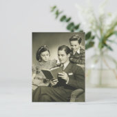 父が息子に本を読む ポストカード (スタンド正面)
