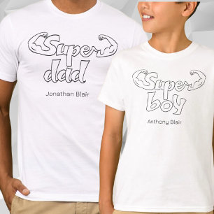 父すごいと子をマッチングする少年 Tシャツ