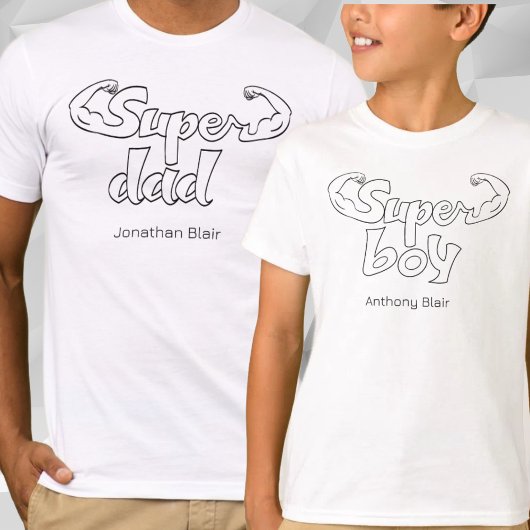 父すごいと子をマッチングする少年 Tシャツ