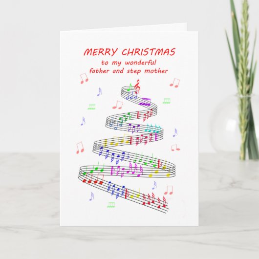 父とステップ母シート音楽クリスマス シーズンカード (正面)