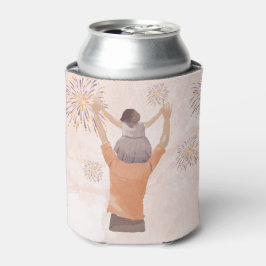 父と夜の花火を見クールる 缶クーラー