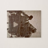 父と娘のアーミッシュの馬と馬車 ジグソーパズル (横)