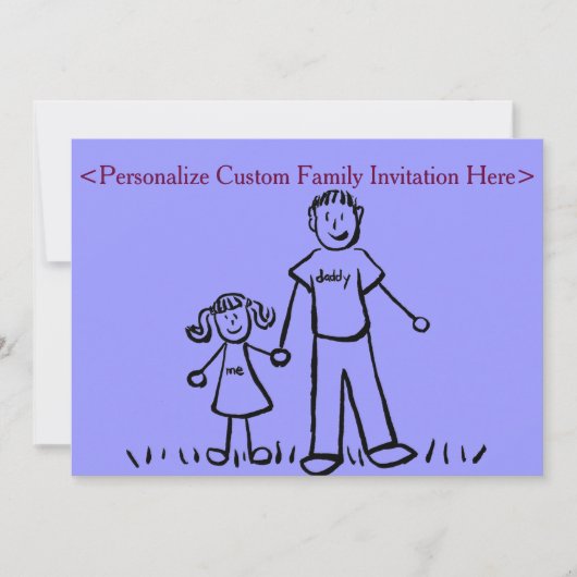 父と娘のカスタム家族アート招待状 招待状 (正面)