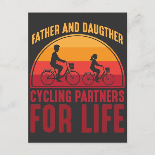 父と娘のサイクリングパートナー ポストカード (正面)