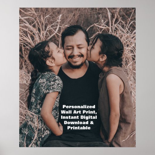 父と娘の写真ポスタカスタムー，家族芸術 ポスター (正面)