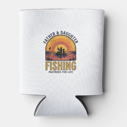 父と娘の釣りパートナーTシャツデザイン 缶クーラー (正面)