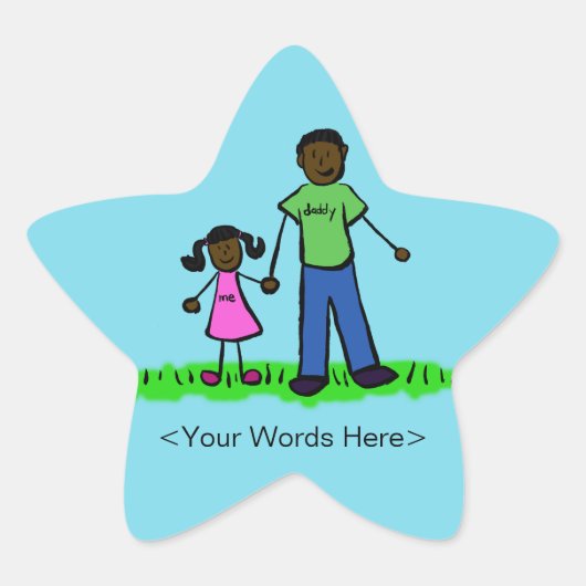 父と娘ファミリーキャラクターカスタムシール 星シール (正面)