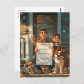 父と子と犬と猫 ポストカード (正面/裏面)