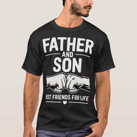 父と子のフィストバンプ 壊れない絆 ファミリー Tシャツ (正面)