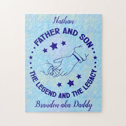 父と子の伝説と遺産パーソナライズされた ジグソーパズル (縦)