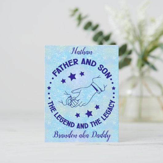 父と子の伝説と遺産パーソナライズされた ポストカード (スタンド正面)