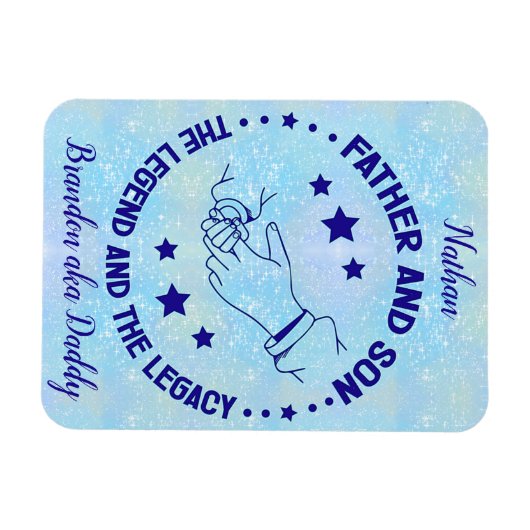 父と子の伝説と遺産パーソナライズされた マグネット (横)