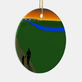 父と子の夕べ歩 セラミックオーナメント (右)