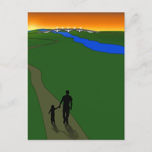 父と子の夕べ歩 ポストカード (正面)