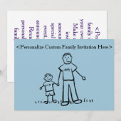 父と子の家族キャラクター オーダーメイド招待状 招待状 (正面/裏面)