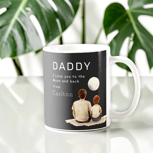 父と子の月鑑賞「愛してる」マグカップ コーヒーマグカップ