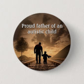 父と子の自閉症の認識ボタン 缶バッジ (正面)