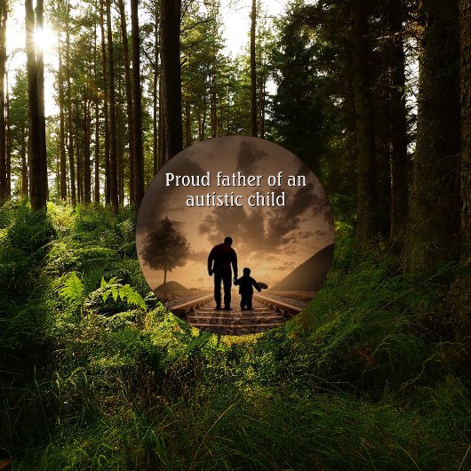 父と子の自閉症の認識ボタン 缶バッジ