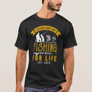 父と子の魚釣りパートナーのライフマッチング Tシャツ