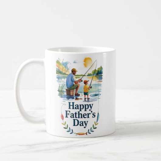 父と子の魚釣り- Happy Father's Day Post コーヒーマグカップ (左)