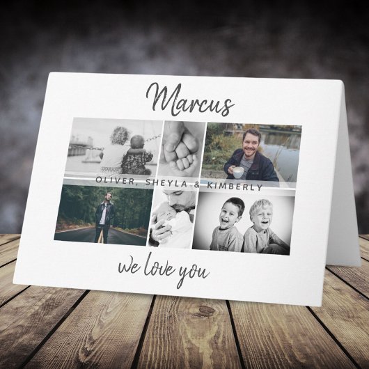 父と子供と家族のパパ写真コラージュ カード