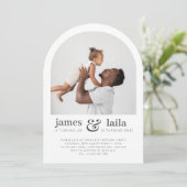 父と子 - アーチ写真共同誕生日 招待状 (スタンド正面)