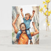 父と子 カード (黄色い花)