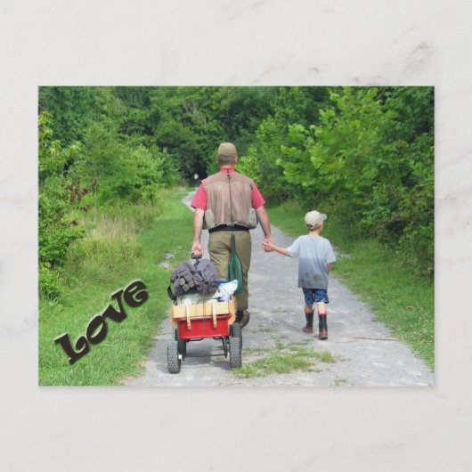 父と息子が川から帰る / 愛 ポストカード (正面)