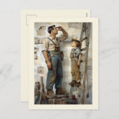 父と息子が見上げる シーズンポストカード (正面/裏面)