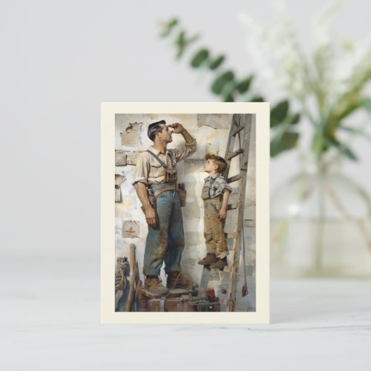 父と息子が見上げる ポストカード (スタンド正面)