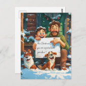 父と息子と2匹の犬 ポストカード (正面/裏面)