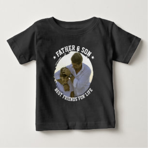 父と息子のカスタム写真最高の友達の父の日 ベビーTシャツ