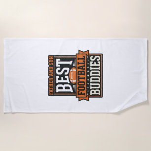 父と息子のフットボール仲間ビンテージTシャツ デザイン ビーチタオル