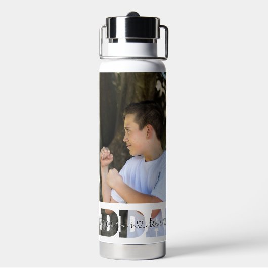 父と息子の写真スペアリング私はあなたを愛パパ引用文 ウォーターボトル (背面)